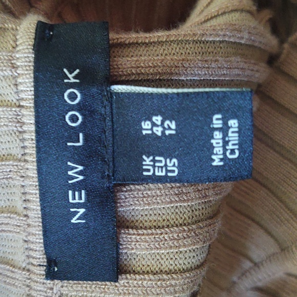 New Look Size 12 Mock Neck Ribbed Long Sleeve Dress with Front Split - Picture 9 of 11